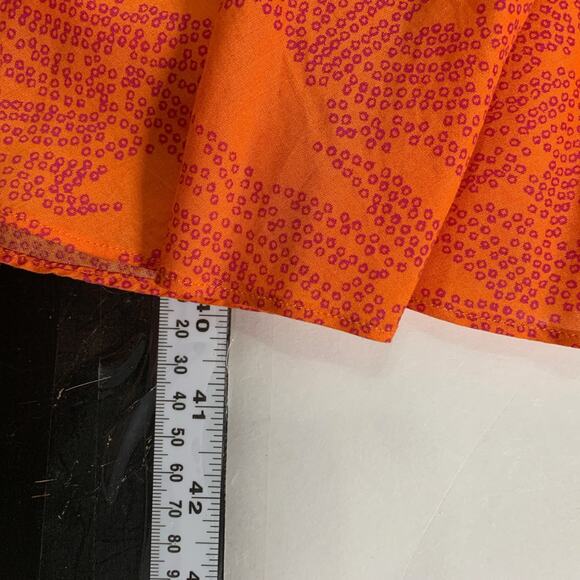 Diane von Furstenberg XS Orange Silk Midi Fit Flare Print Dress Sleeveless *flaw - Picture 8 of 10